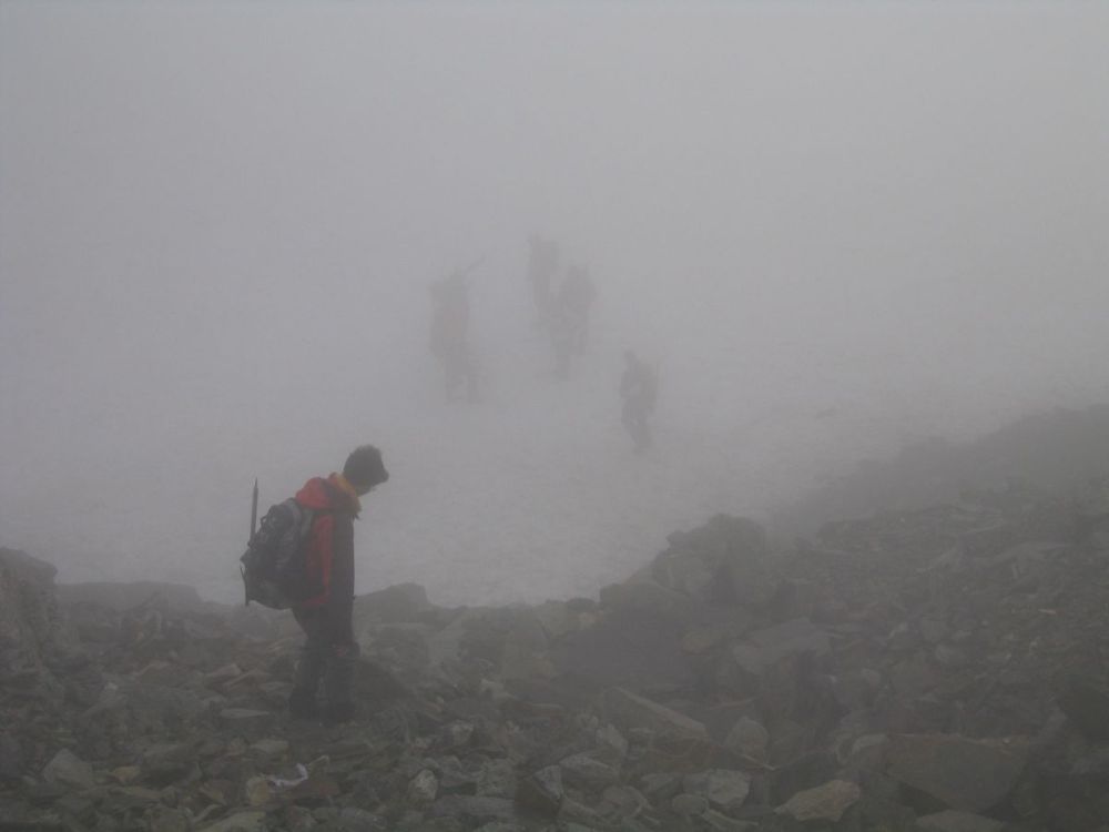 Nebel beim Abstieg